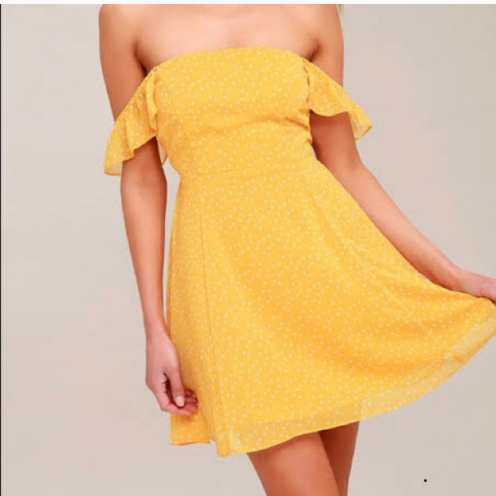 Lulus polka dot off the shoulder dress